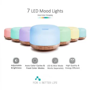Hot Selling Ultrasonic Oil Diffuser Aroma Essential Air Humidifier 500ML Wood Aroma Mist Oil Diffuser with Colorful Light